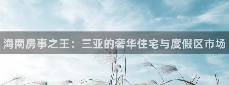 风暴娱乐：海南房事之王：三亚的奢华住宅与度假区市场